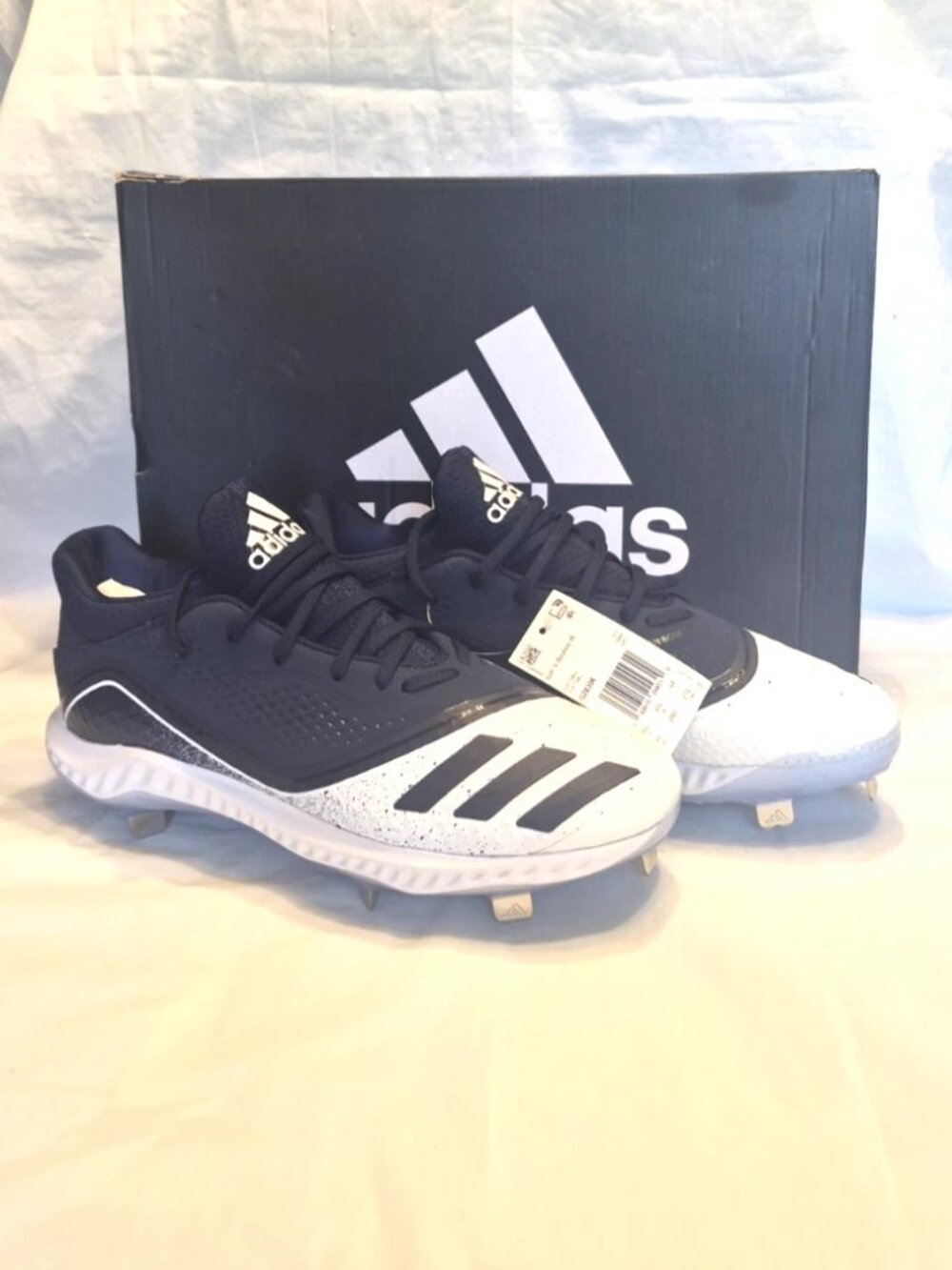 NEW Adidas Icon V Bounce Mens 11 Athletic White Navy Lace Up Baseball Cleats